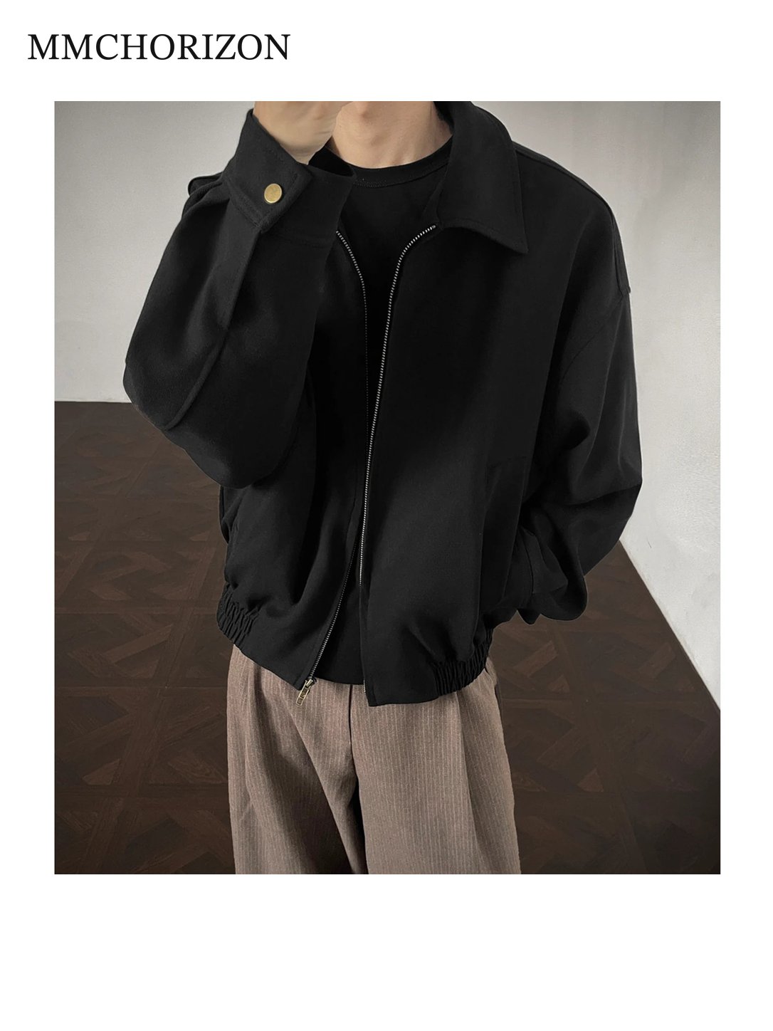 Men's Vintage Contrast Panel Zip-Up Jacket