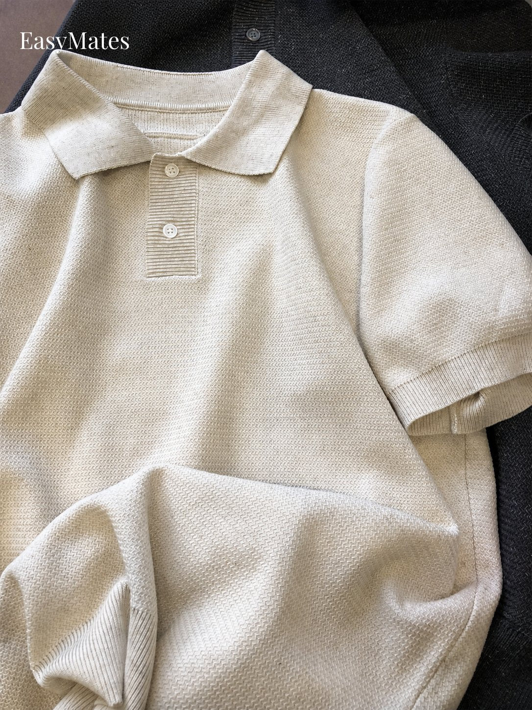 Men's Linen‑Blend Knit Short‑Sleeve Polo Shirt