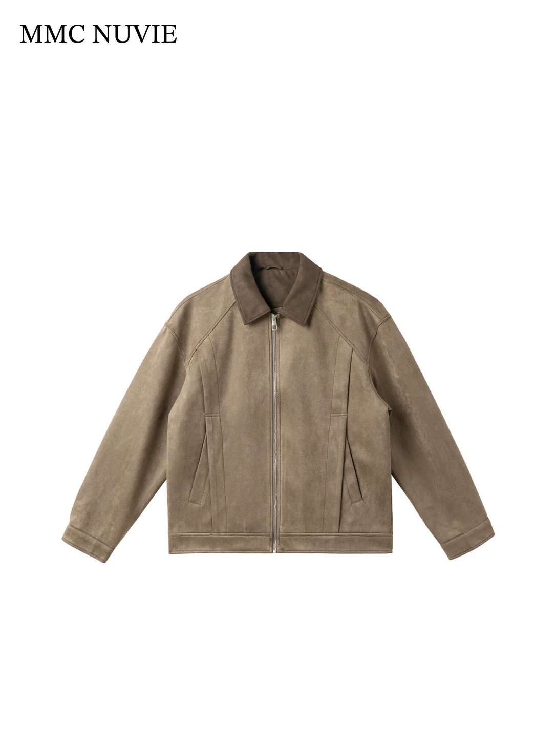 Men's Vintage Contrast Collar Zip-Up Jacket