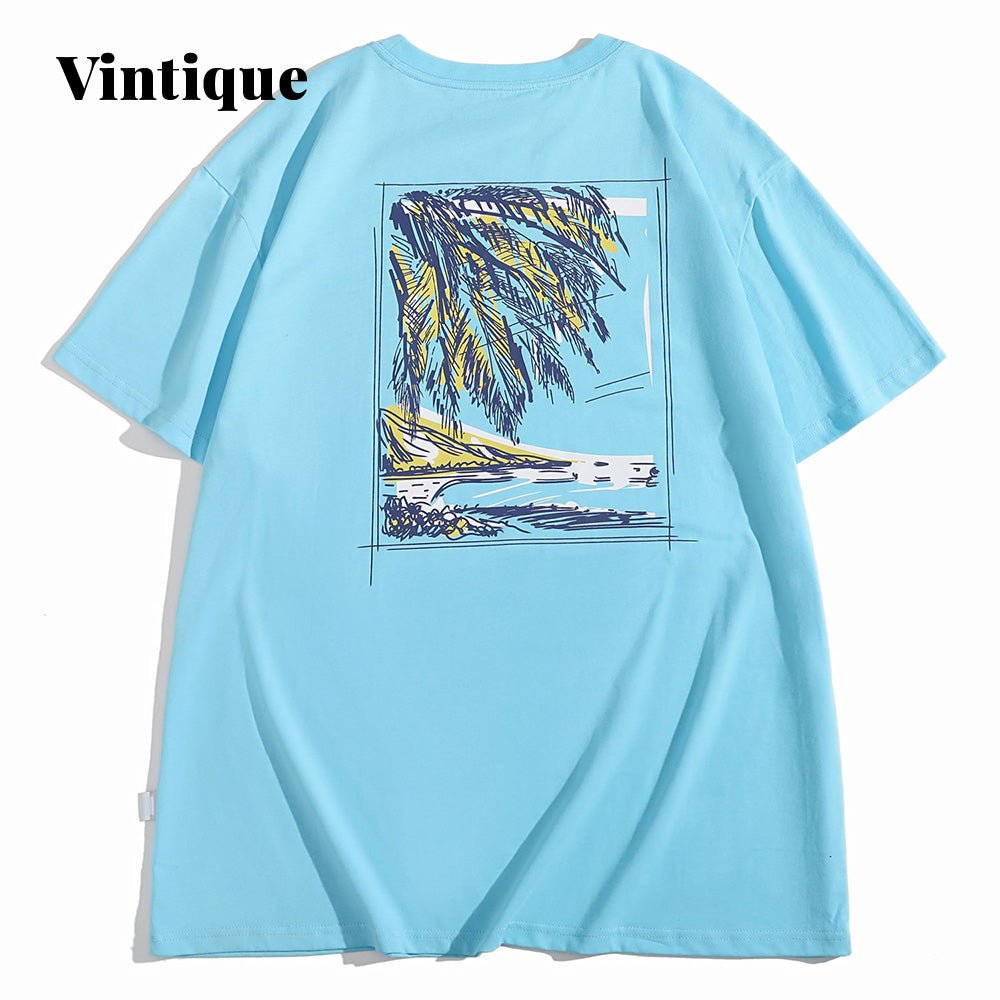 Vintique Coconut Tree Painting T-Shirt