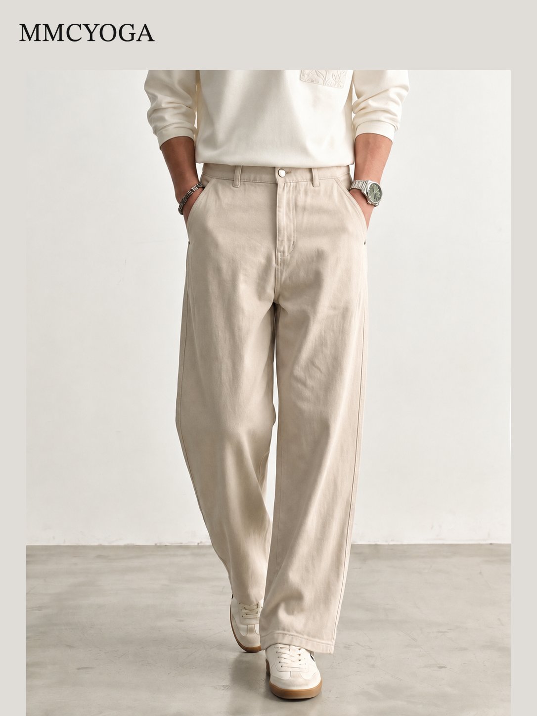 Men's Urban Relaxed Wide-Leg Cotton Pants