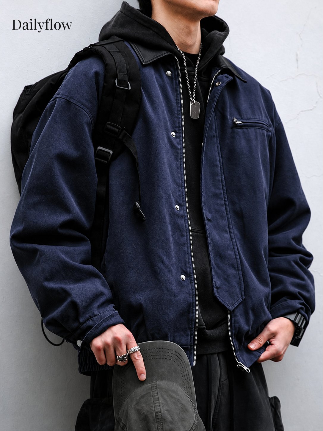 Men's Vintage Contrast-Collar Work Jacket