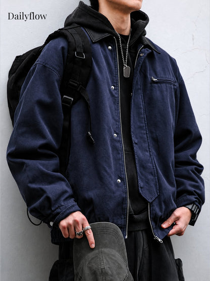 Men's Vintage Contrast-Collar Work Jacket