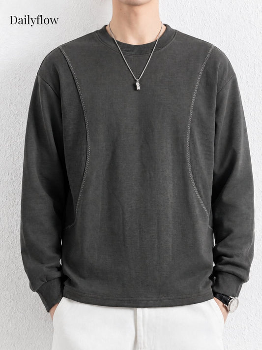 Men's Contrast-Seam Relaxed Long Sleeve Tee