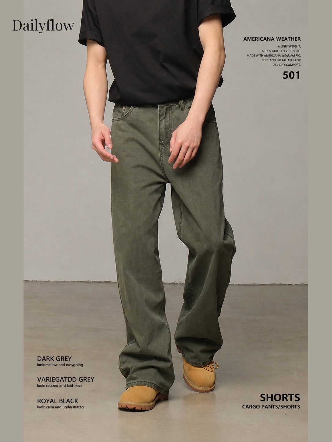 Men's Vintage Washed Relaxed Straight-Leg Jeans