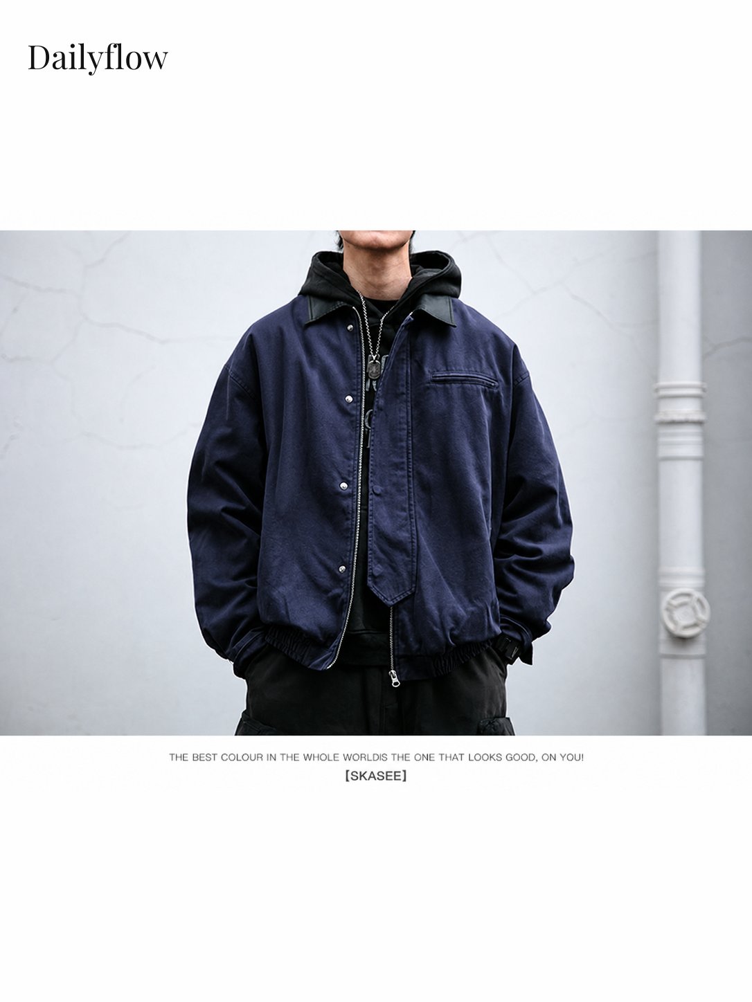 Men's Vintage Contrast-Collar Work Jacket