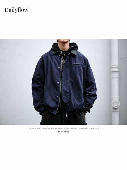 Men's Vintage Contrast-Collar Work Jacket
