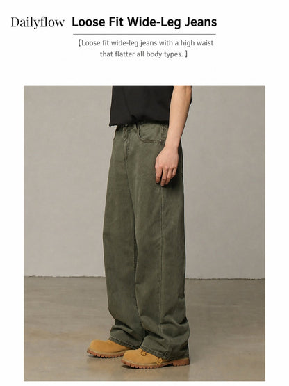 Men's Vintage Washed Relaxed Straight-Leg Jeans