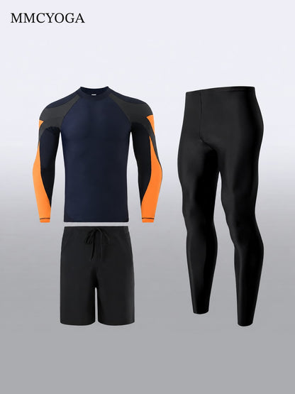 Men's Long Sleeve Rash Guard Swim Set