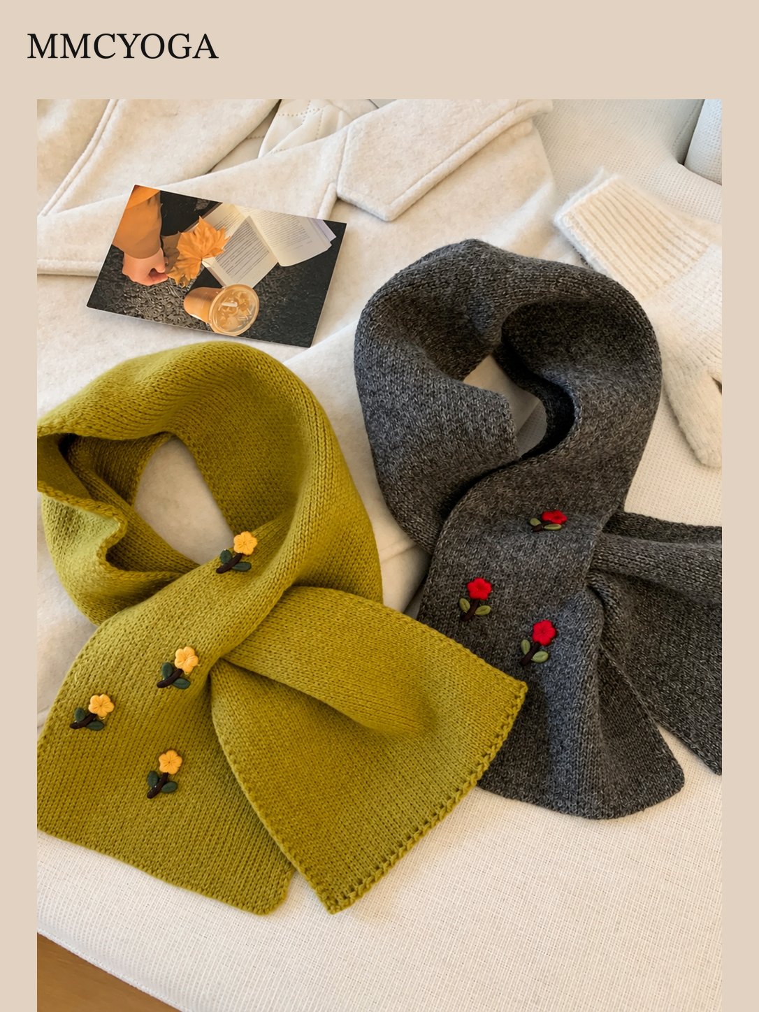 Cute Button-Detail Knit Scarf