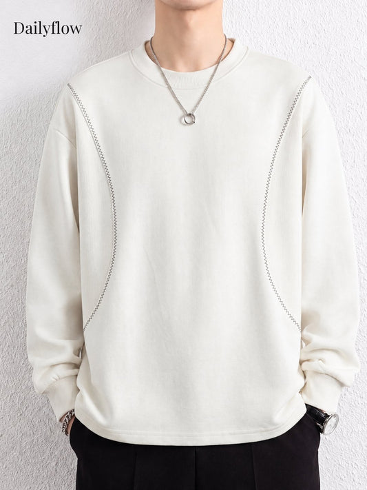 Men's Contrast-Seam Relaxed Long Sleeve Tee