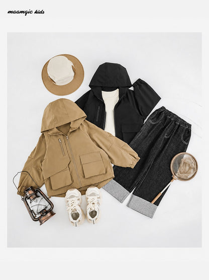 Kids Outdoor Hooded Utility Jacket