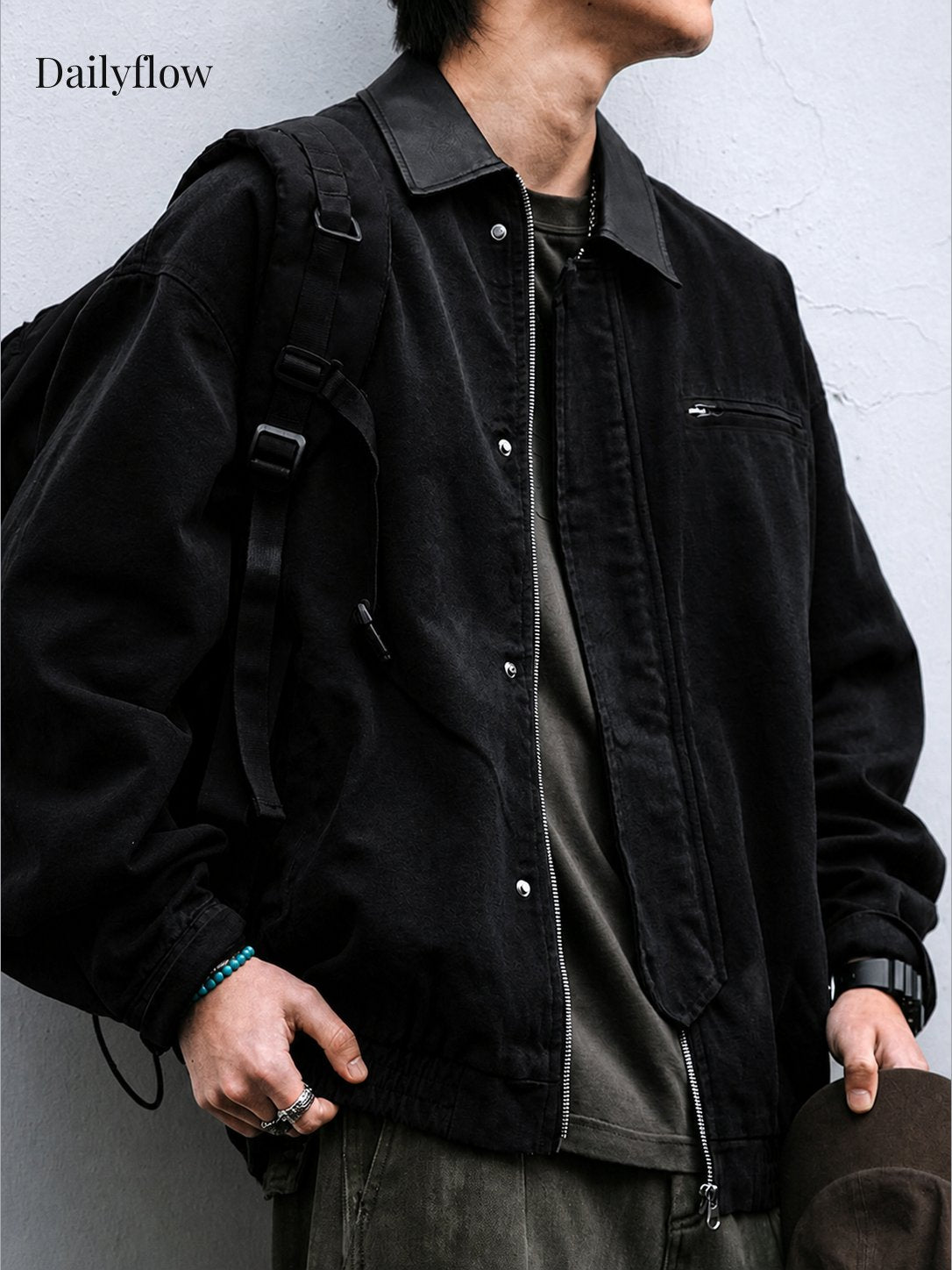 Men's Vintage Contrast-Collar Work Jacket