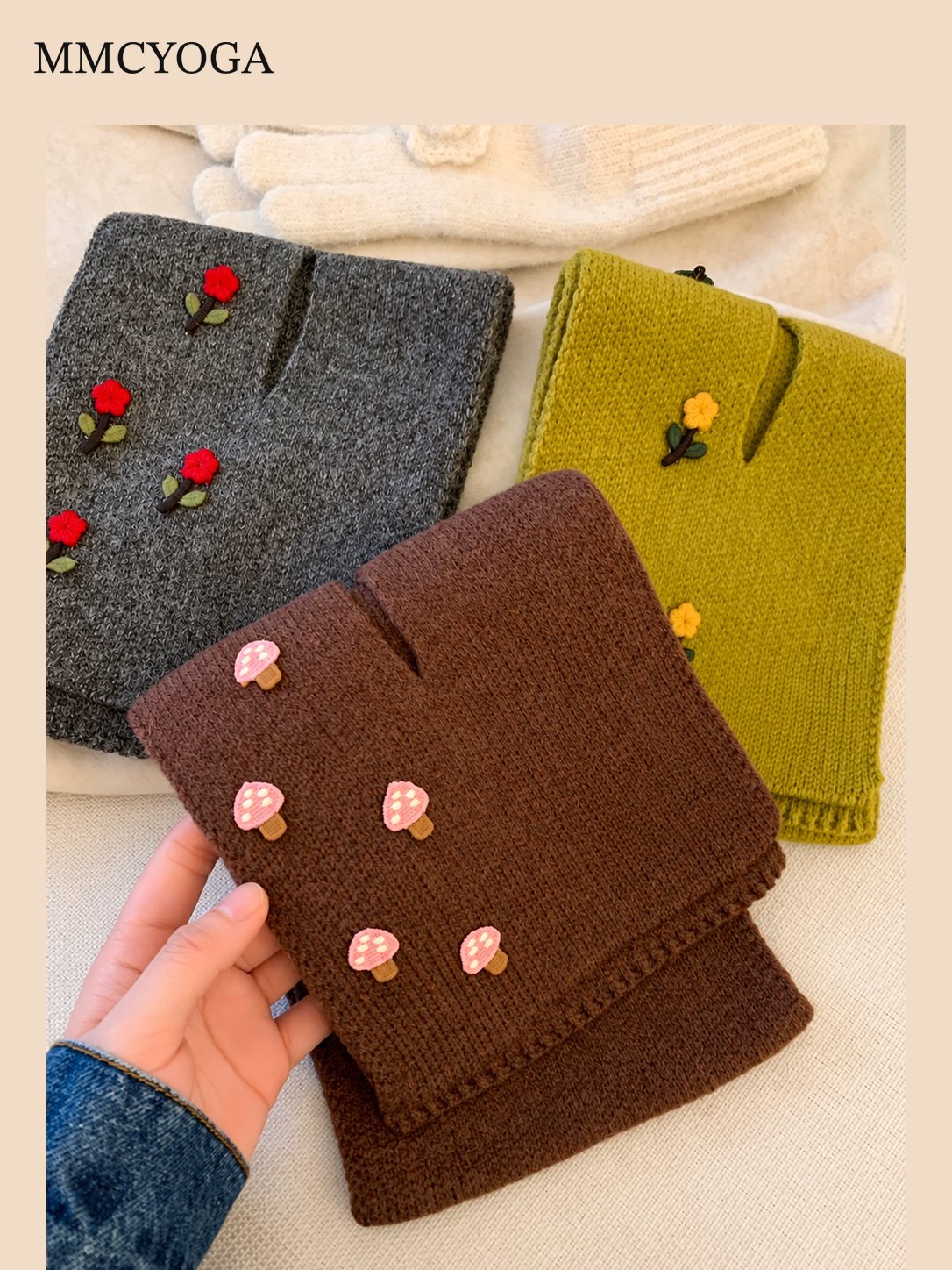 Cute Button-Detail Knit Scarf