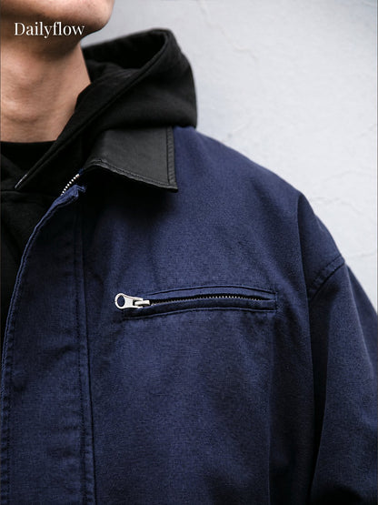 Men's Vintage Contrast-Collar Work Jacket