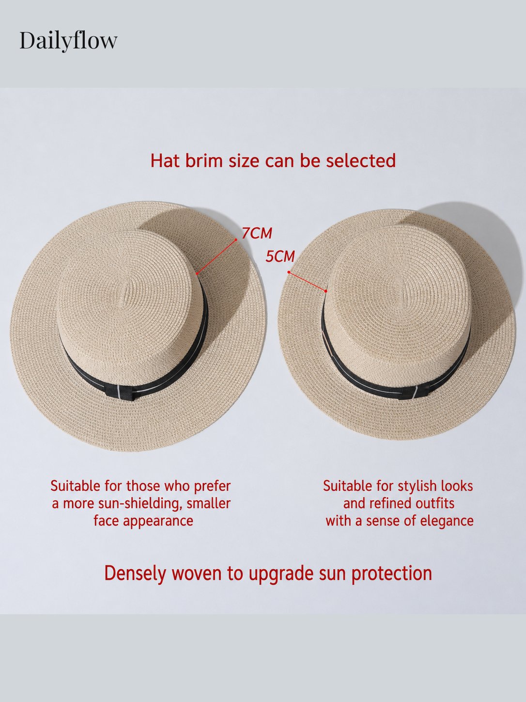 Unisex Woven Flat-Top Boater Hat