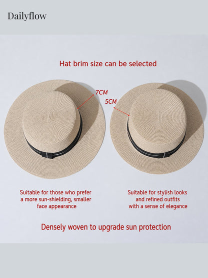 Unisex Woven Flat-Top Boater Hat