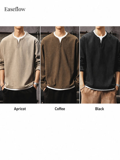 Men's Heavyweight Waffle Knit Long Sleeve Pullover