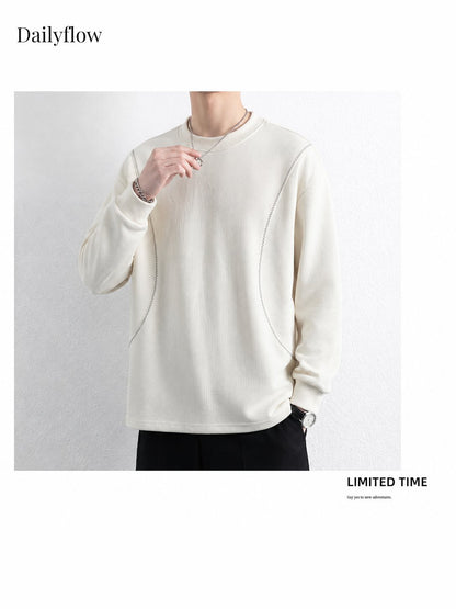 Men's Contrast-Seam Relaxed Long Sleeve Tee