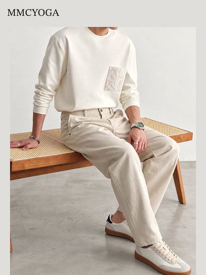 Men's Urban Relaxed Wide-Leg Cotton Pants