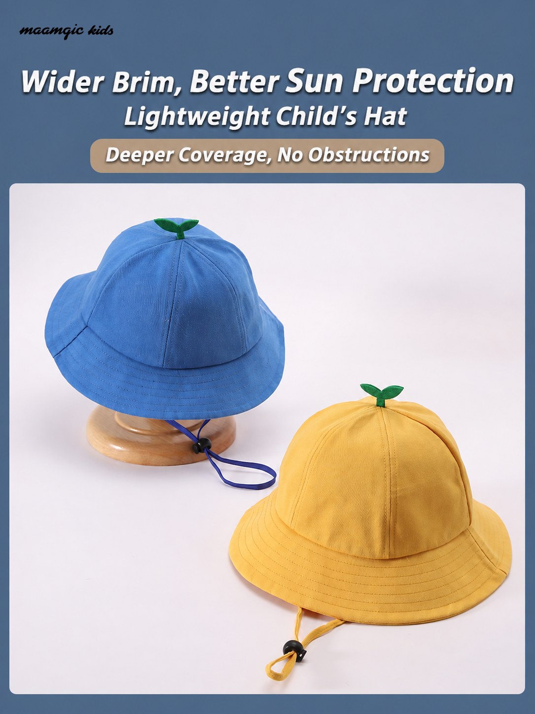 Kids Wide Brim Sun Hat with Chin Strap