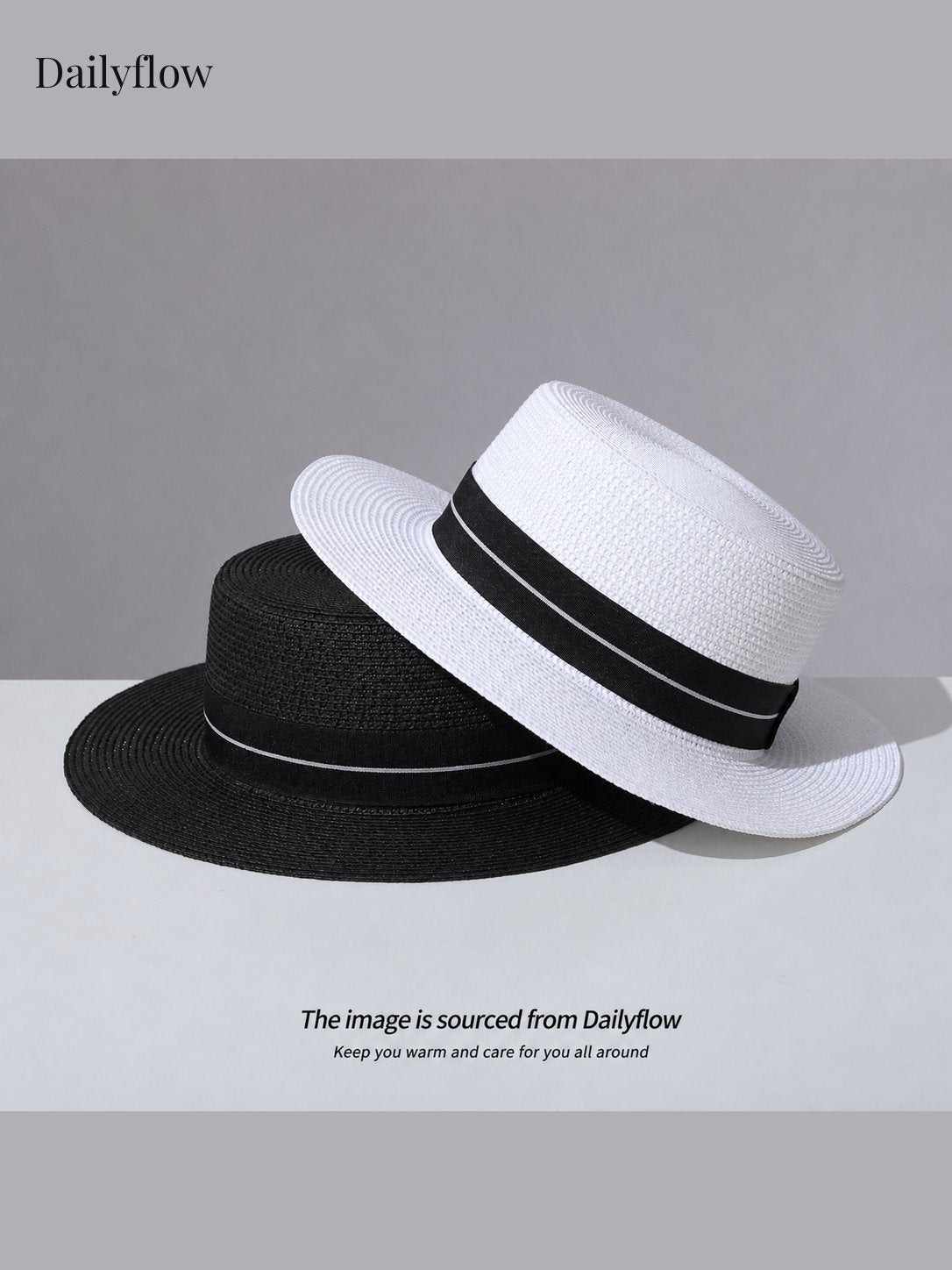 Unisex Woven Flat-Top Boater Hat