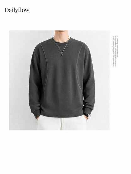 Men's Contrast-Seam Relaxed Long Sleeve Tee