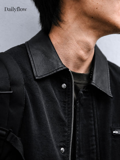 Men's Vintage Contrast-Collar Work Jacket