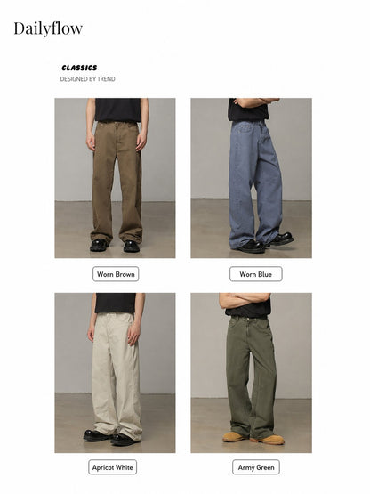 Men's Vintage Washed Relaxed Straight-Leg Jeans