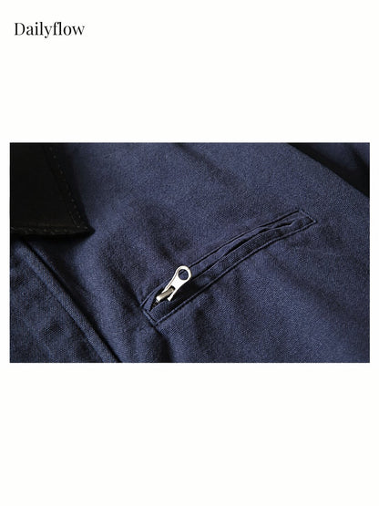 Men's Vintage Contrast-Collar Work Jacket