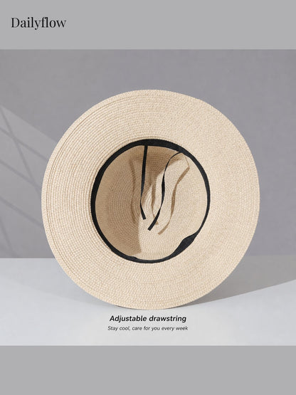 Unisex Woven Flat-Top Boater Hat