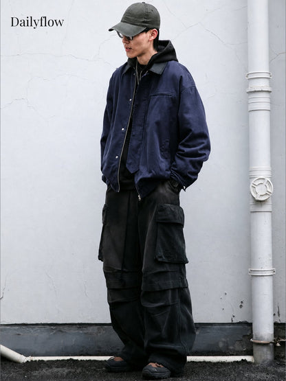 Men's Vintage Contrast-Collar Work Jacket