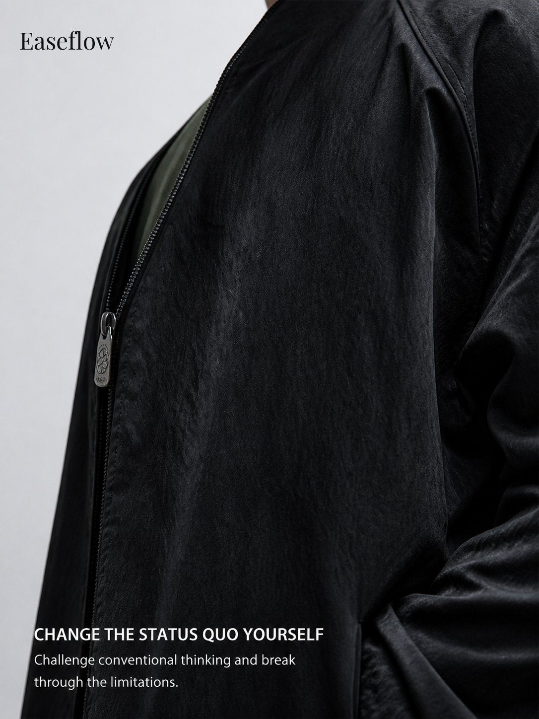 Textured Relaxed Fit Stand Collar Jacket