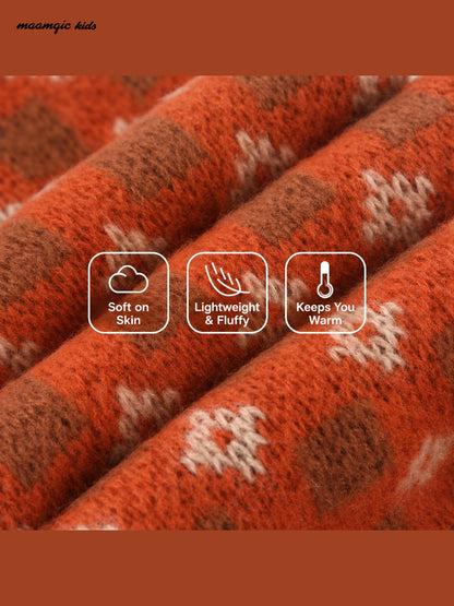 Kids Retro Knit Pom-Pom Scarf