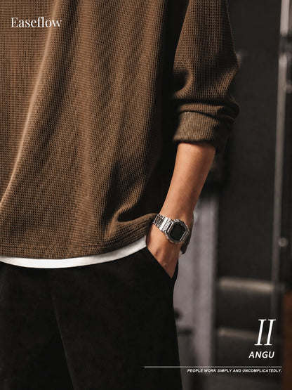 Men's Heavyweight Waffle Knit Long Sleeve Pullover