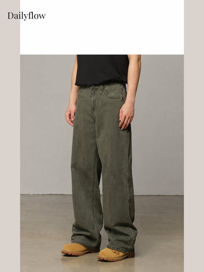 Men's Vintage Washed Relaxed Straight-Leg Jeans