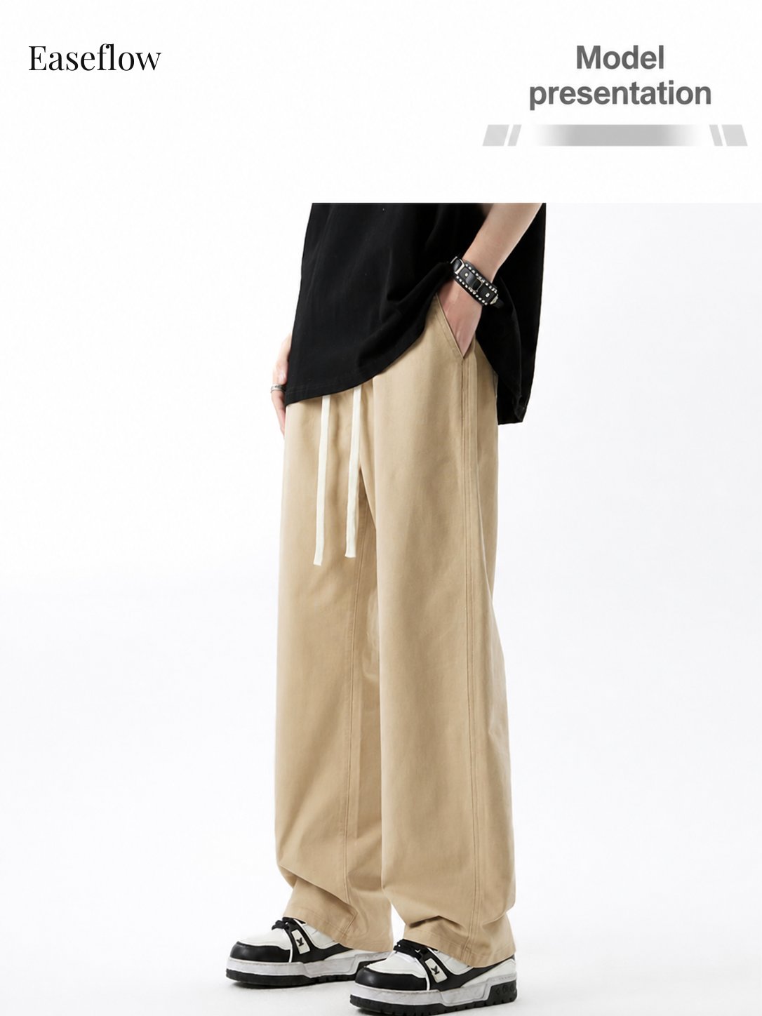 Men's Relaxed Fit Cotton Straight-Leg Pants