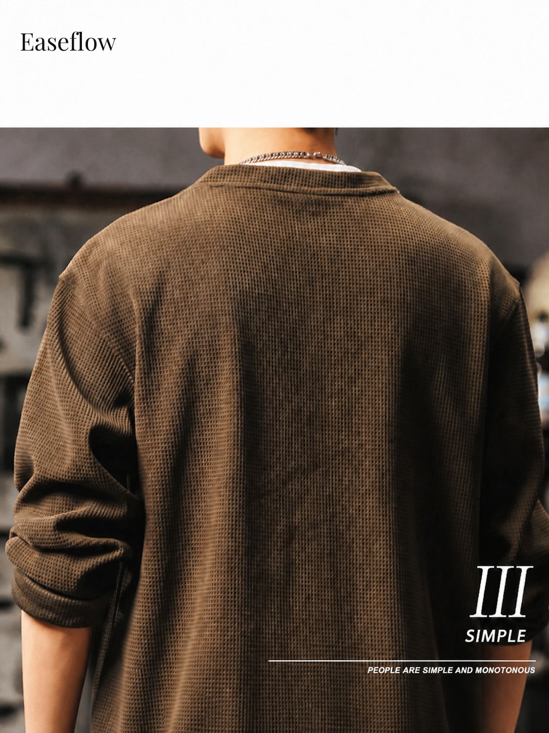 Men's Heavyweight Waffle Knit Long Sleeve Pullover