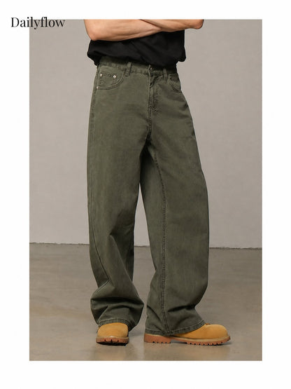 Men's Vintage Washed Relaxed Straight-Leg Jeans