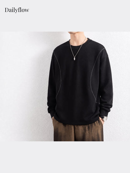 Men's Contrast-Seam Relaxed Long Sleeve Tee