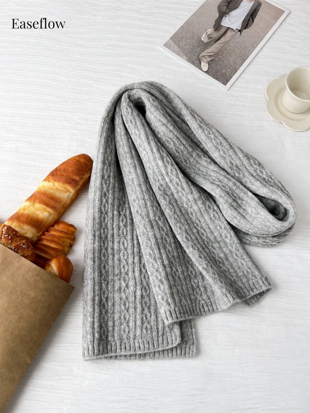 Unisex Chunky Cable-Knit Scarf