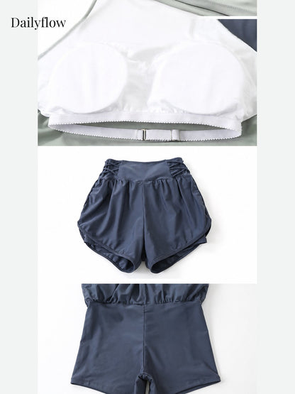 Plus Size Short-Sleeve Swim Set