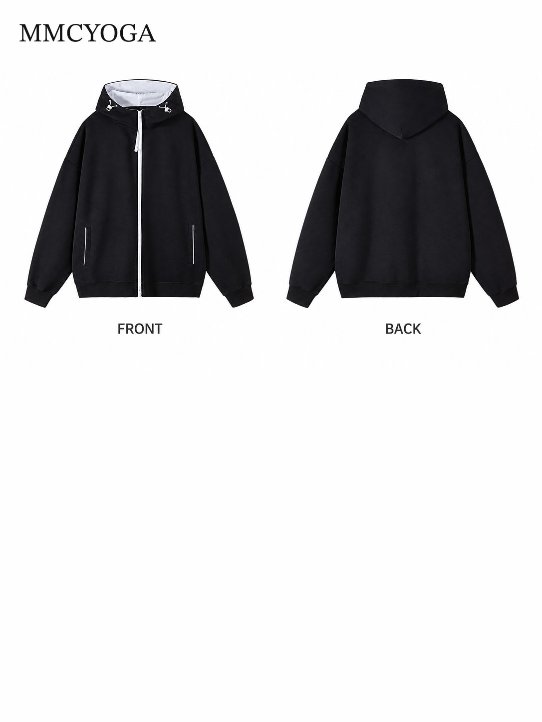 Men's Contrast Zip-Up Oversized Hoodie