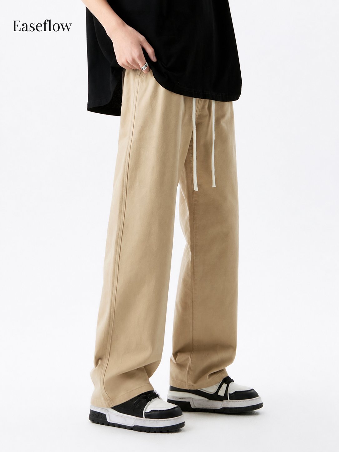 Men's Relaxed Fit Cotton Straight-Leg Pants