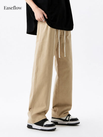 Men's Relaxed Fit Cotton Straight-Leg Pants