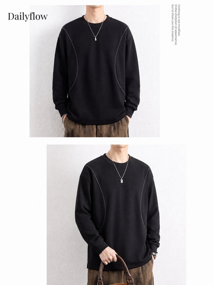 Men's Contrast-Seam Relaxed Long Sleeve Tee