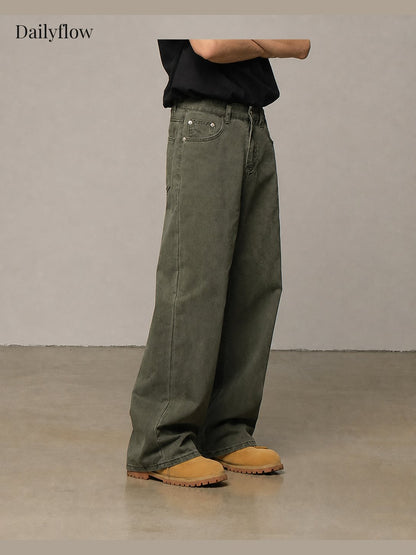 Men's Vintage Washed Relaxed Straight-Leg Jeans