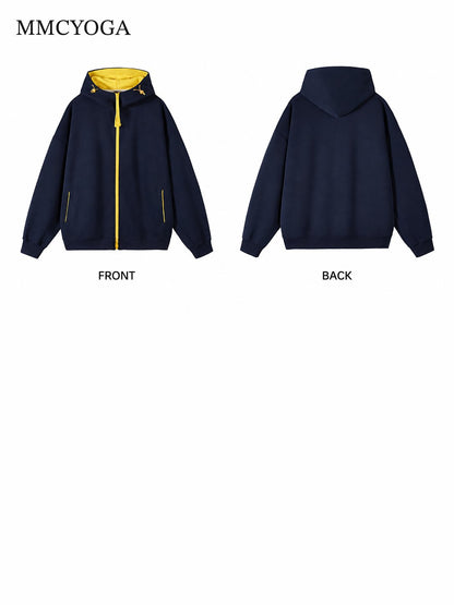 Men's Contrast Zip-Up Oversized Hoodie