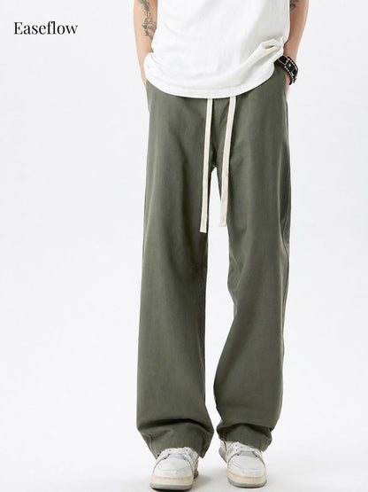Men's Relaxed Fit Cotton Straight-Leg Pants