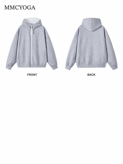 Men's Contrast Zip-Up Oversized Hoodie